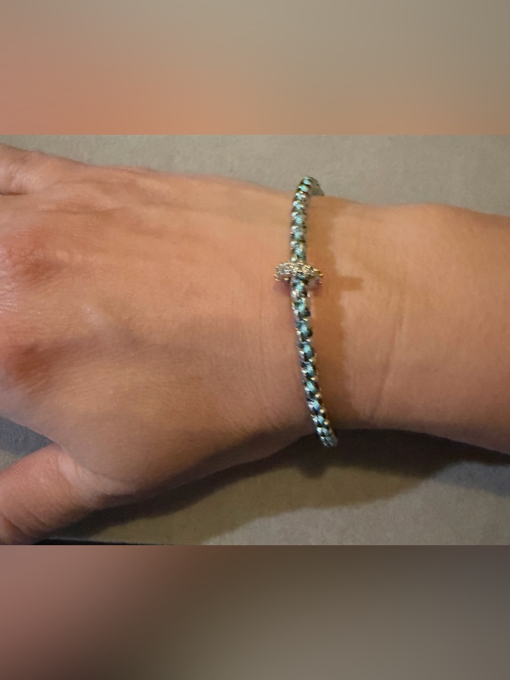 Delicate Silver-Tone Pave Knot Bracelet